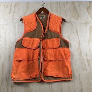Vintage American Sportsman Vest Mens Large Orange Canvas Hunting Quilted Pockets